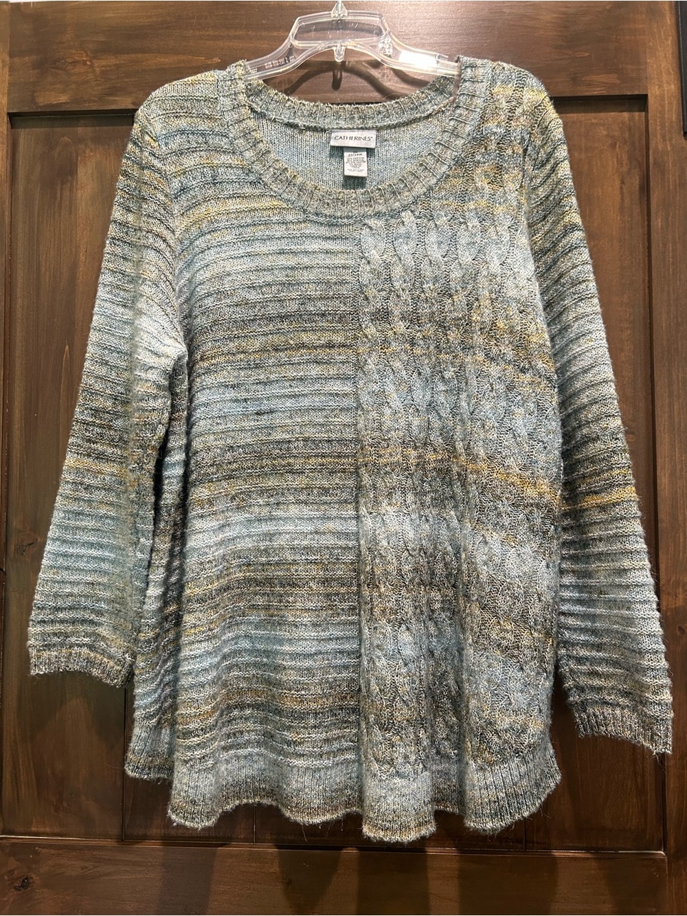 M361 Cathy Daniels Blue-Green Textured Knit Sweater Sz. 2X